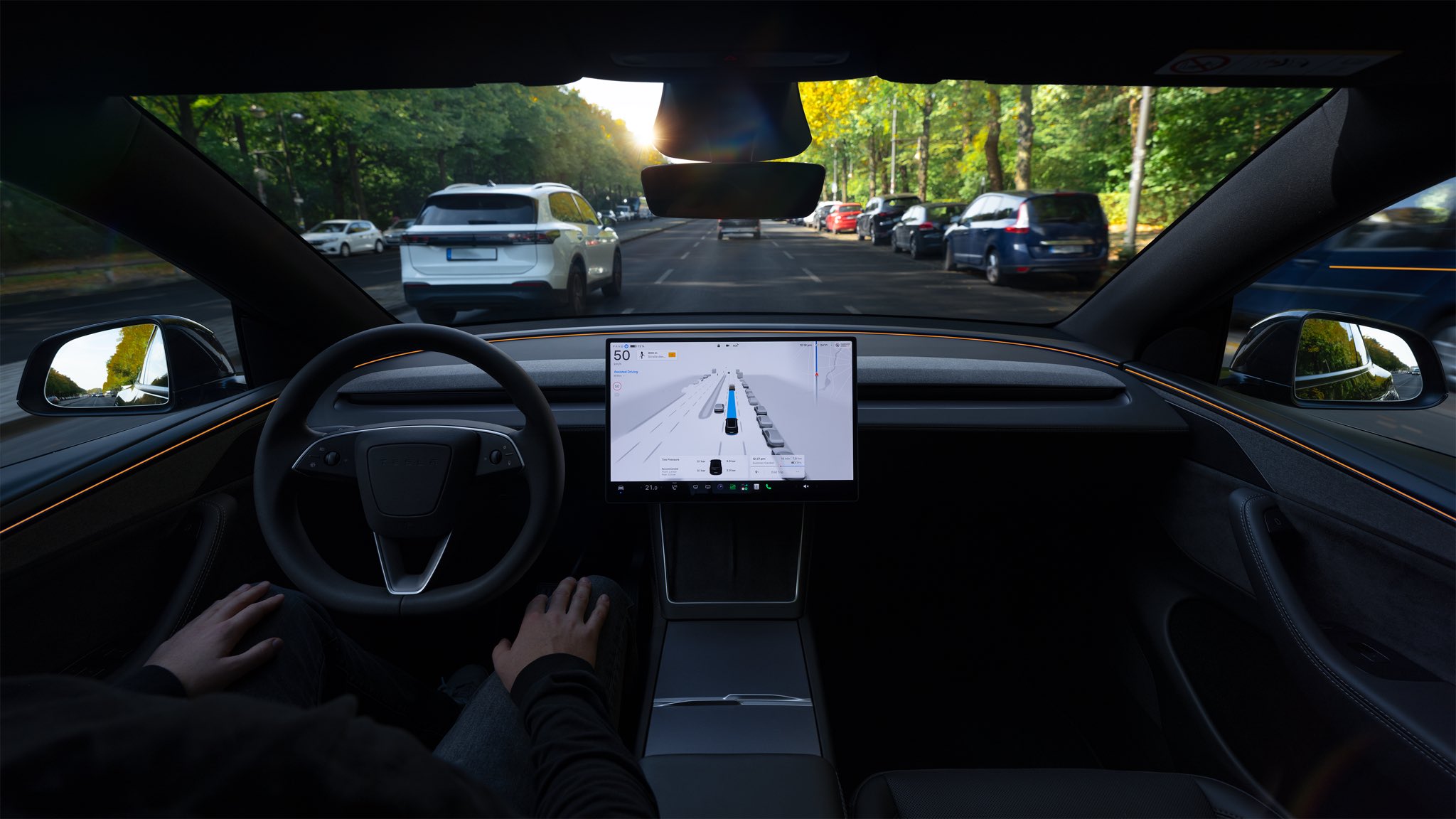 TAD in Norvegia: abitacolo Tesla, immagine illustrativa